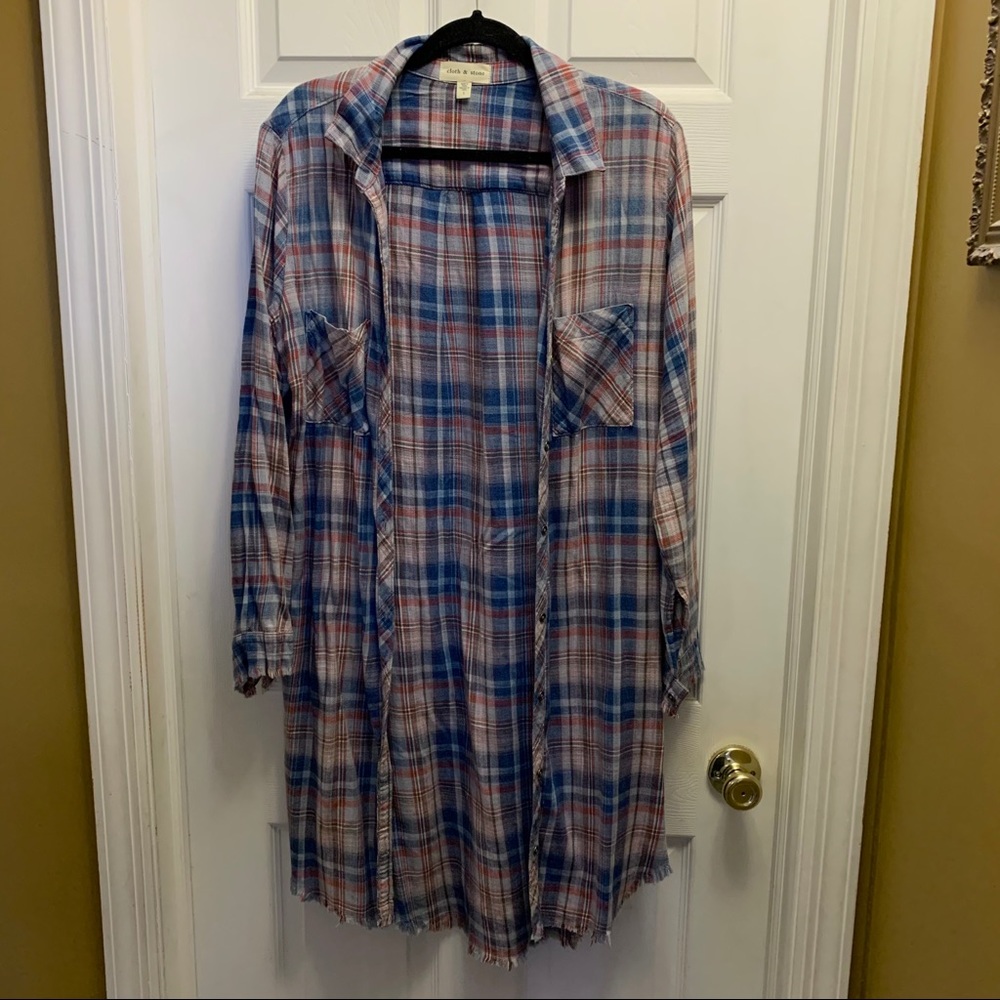 Cloth & Stone Plaid Shirt Dress